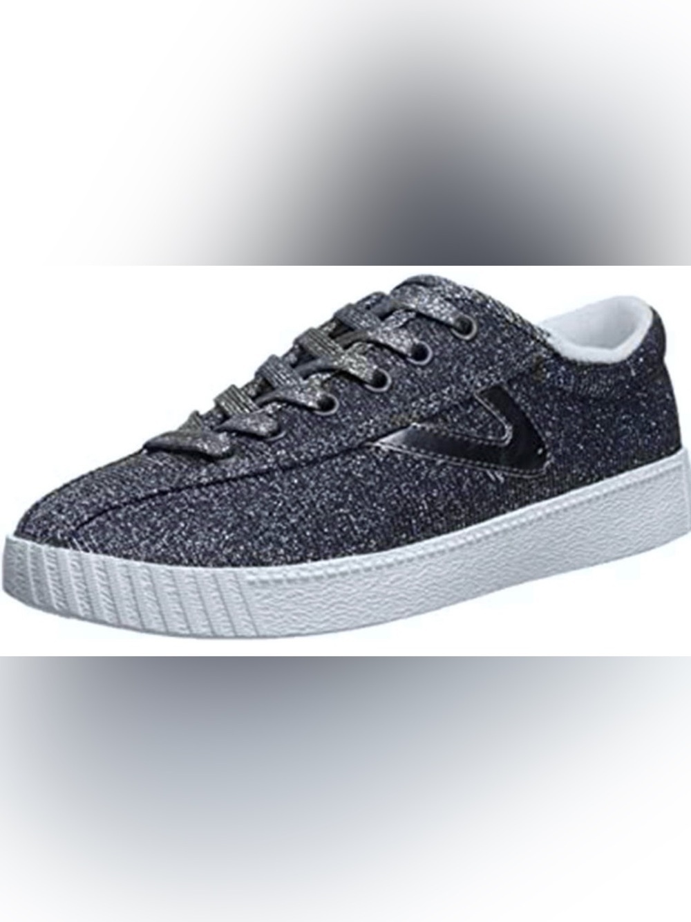 Tretorn Nylite4P nvy metallic canvas lace up snkrs WM 9 glam athleisure cyber